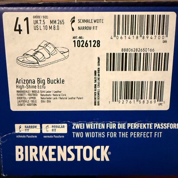 New Arizona Birkenstock Sandals – Leather/Gold Buckle (Narrow, New with Tags) - Picture 8 of 8